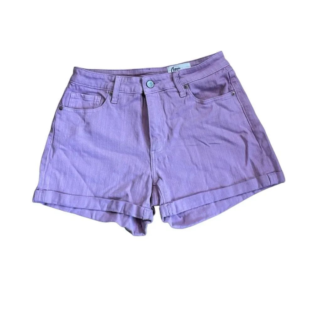 Cosmic Blue Love Women's Cuffed Pink Denim Jean Shorts Size 28